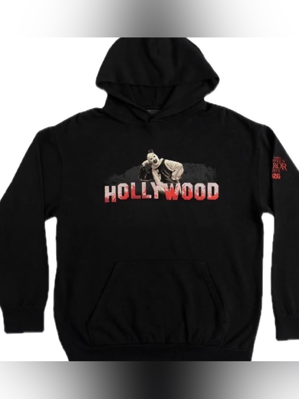 Halloween Horror Nights 2026 Hollywood Sign Art the Clown Hoodie Size- Medium